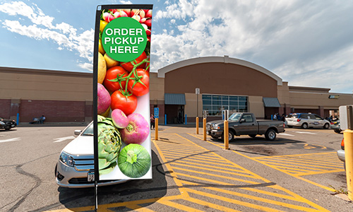 Grocery Store 'Pickup Here' Rectangle Flag